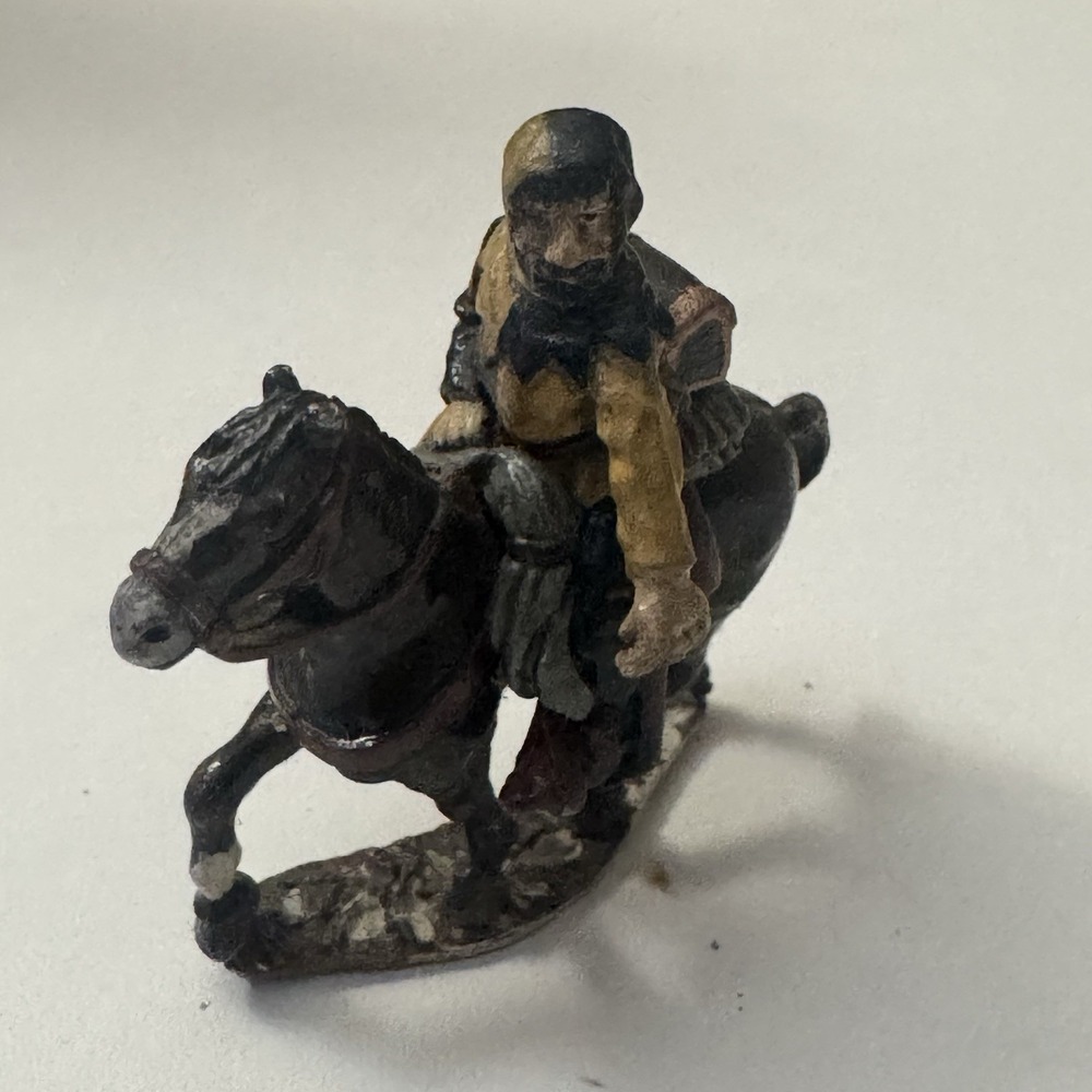vintage Essex medieval knight and horse cast metal miniature figurine 1980's
